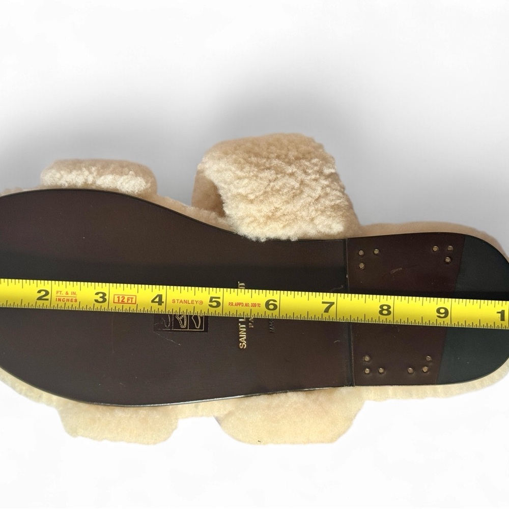 Saint Laurent Cream Shearling Sandals NIB sz 9 - Picture 3 of 6